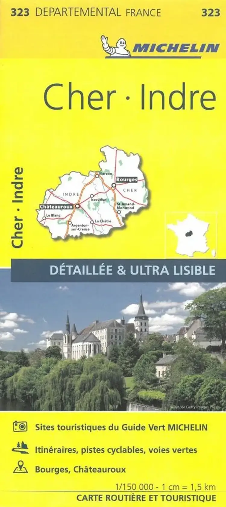 France blad 323: Cher, Indre af Michelin