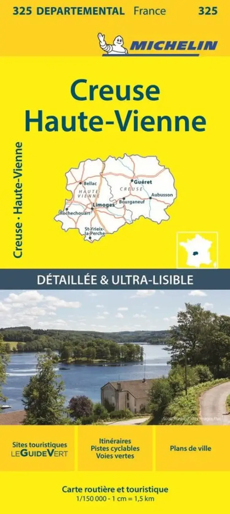 France blad 325: Creuse, Haute Vienne af Michelin