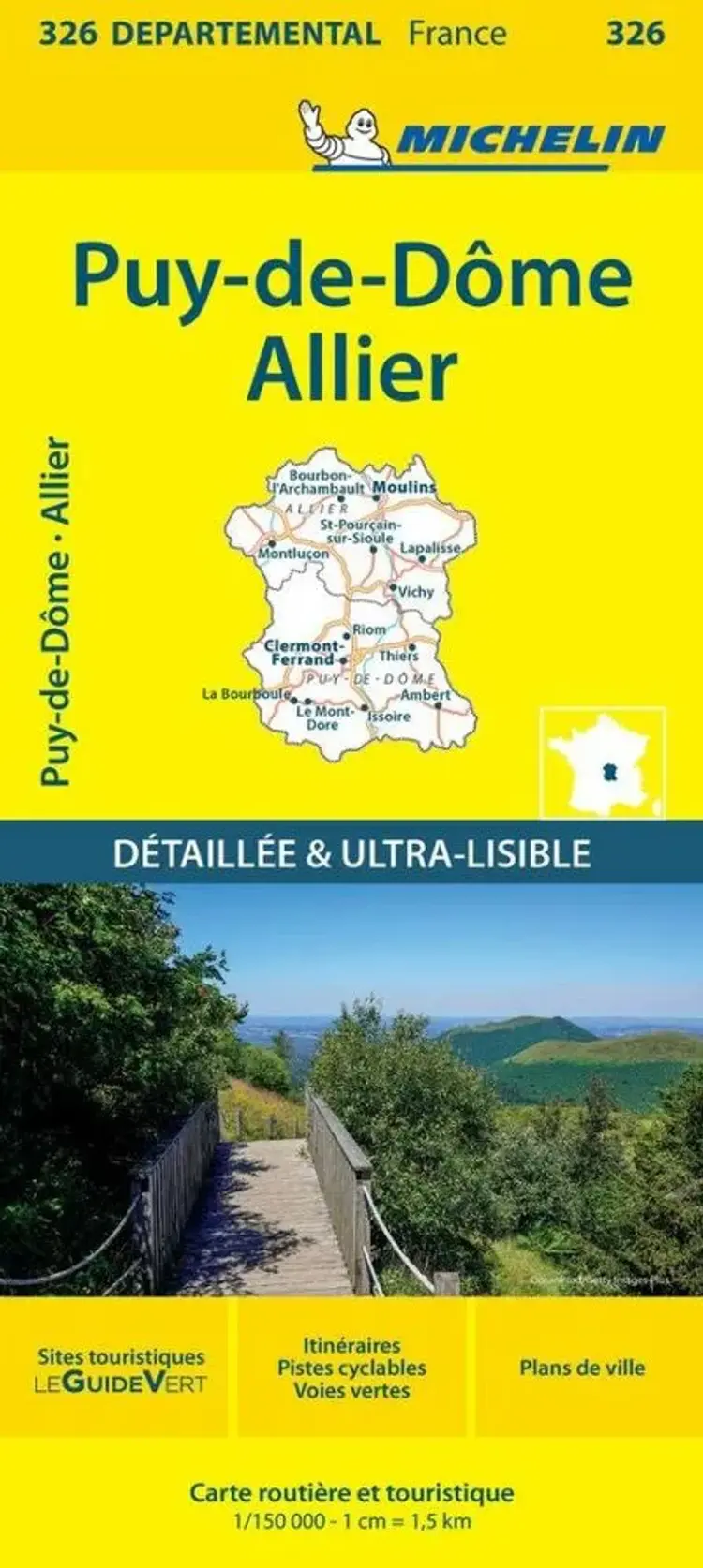 France blad 326: Allier, Puy de Dome af Michelin