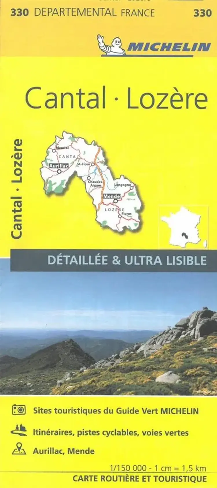 France blad 330: Cantal, Lozere af Michelin