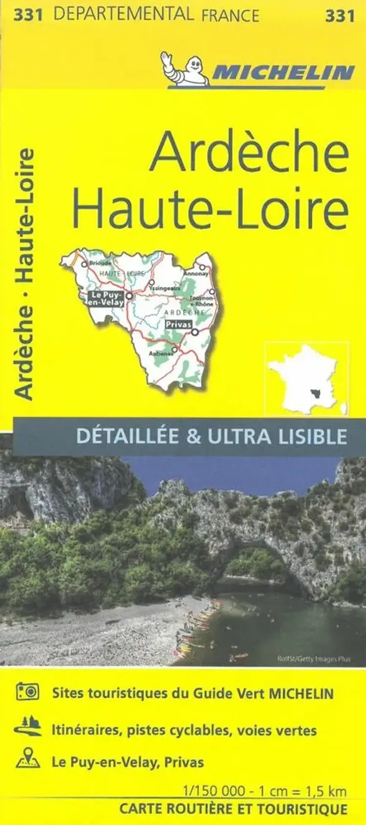 France blad 331: Ardeche, Haute Loire af Michelin