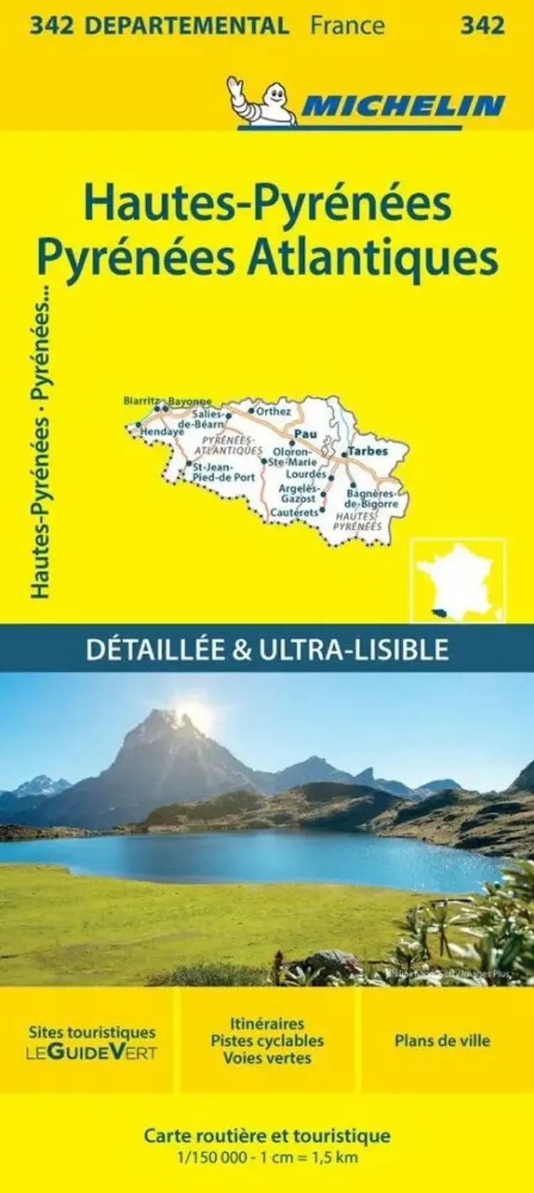 France blad 342: Hautes Pyrenees, Pyrenees Atlantiques af Michelin