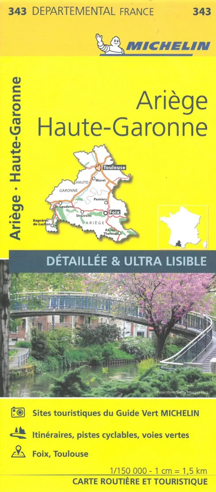 France blad 343: Ariege, Haute Garonne af Michelin