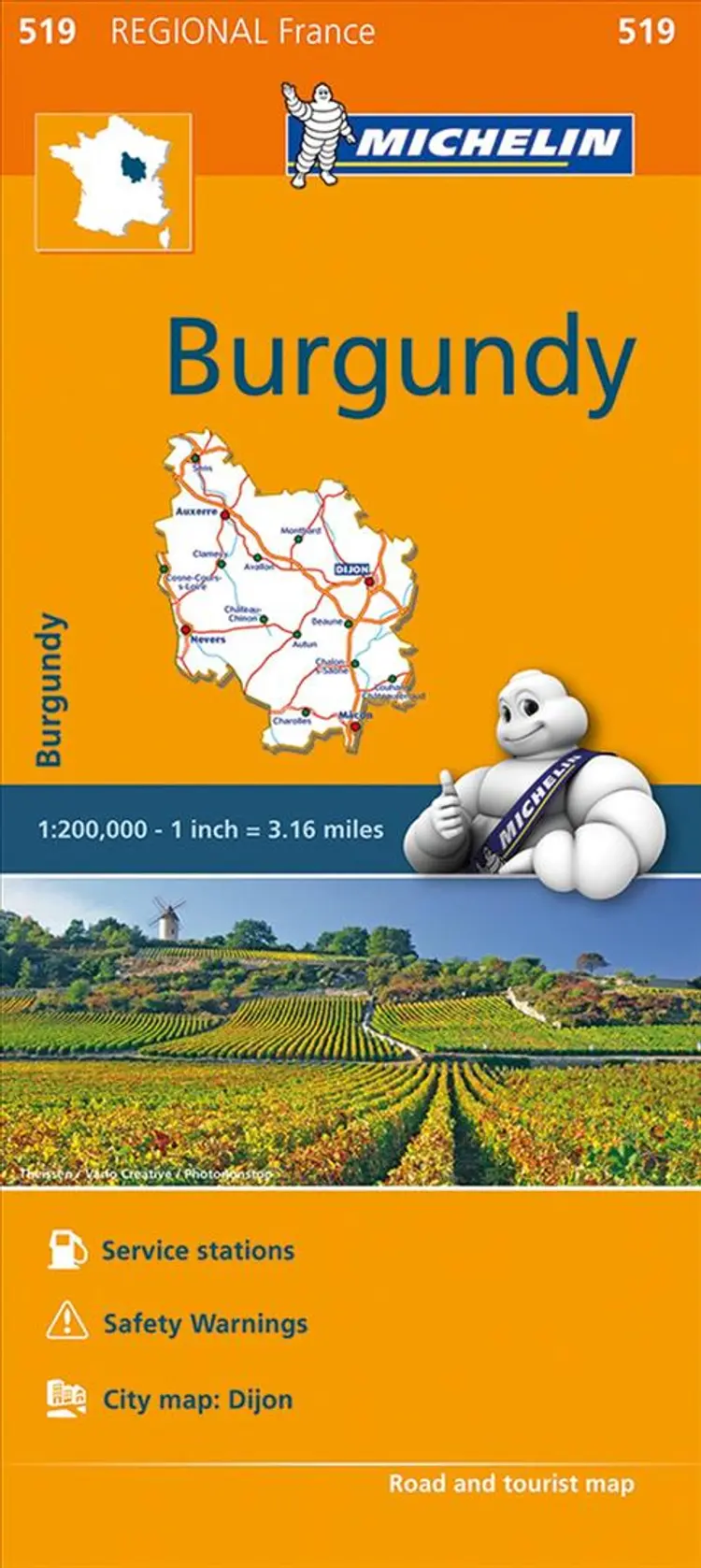 Michelin France blad 519: Bourgogne / Burgundy af Michelin