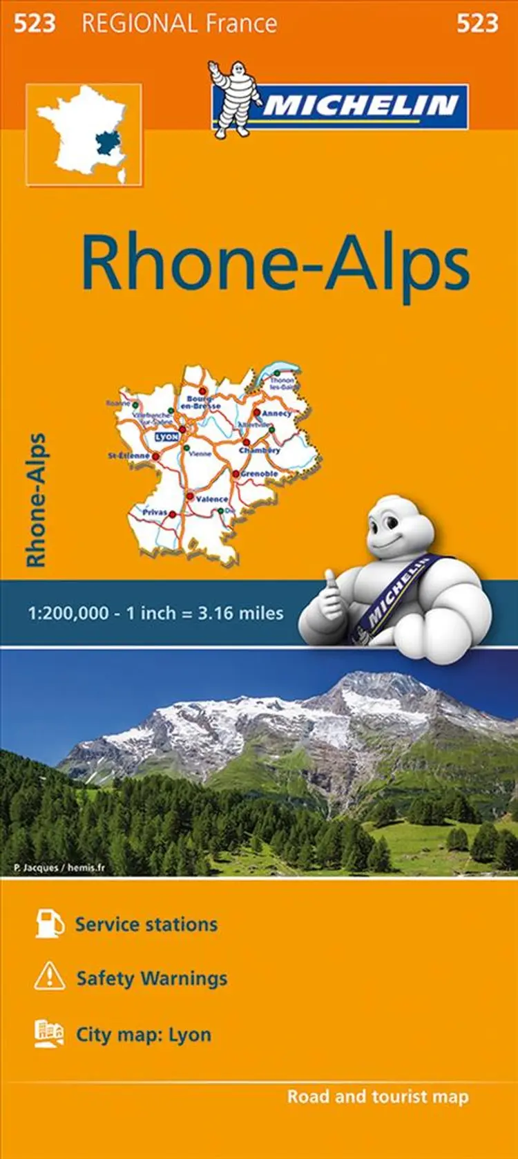 Michelin France blad 523: Rhone-Alpes / Rhone-Alps af Michelin