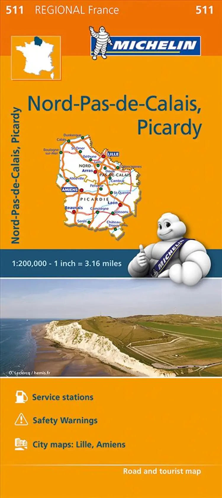 Michelin France blad 511: Nord-Pas-de-Calais, Picardie - Picardy af Michelin