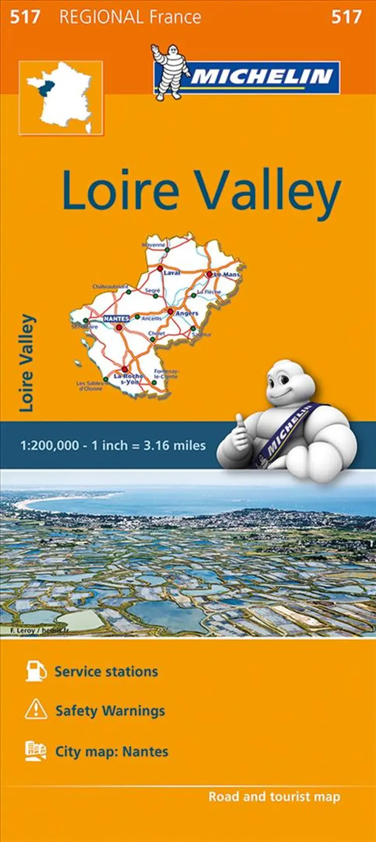 Michelin France blad 517: Pays de la Loire / Loire Valley af Michelin