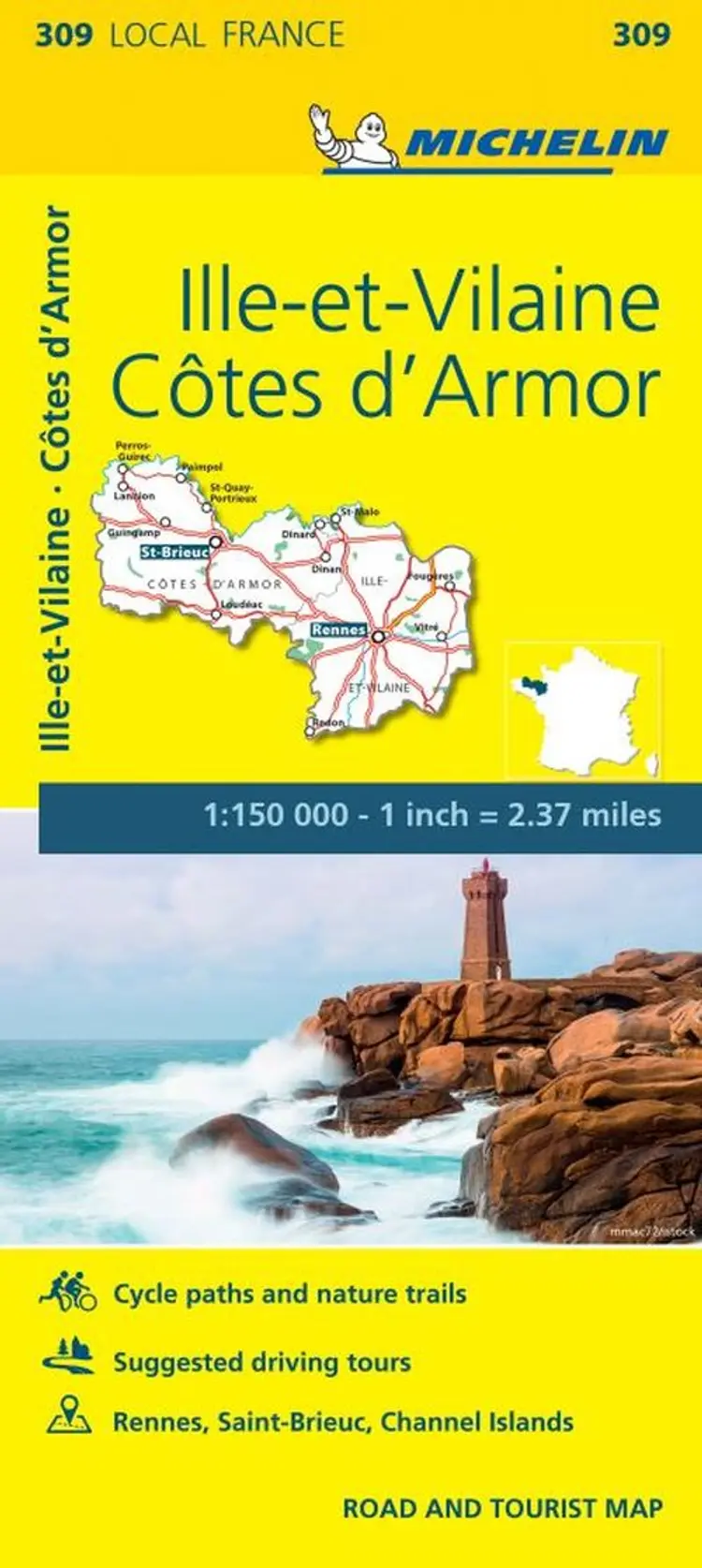 France blad 309: Cotes dArmor, Ille-et-Vilaine af Michelin
