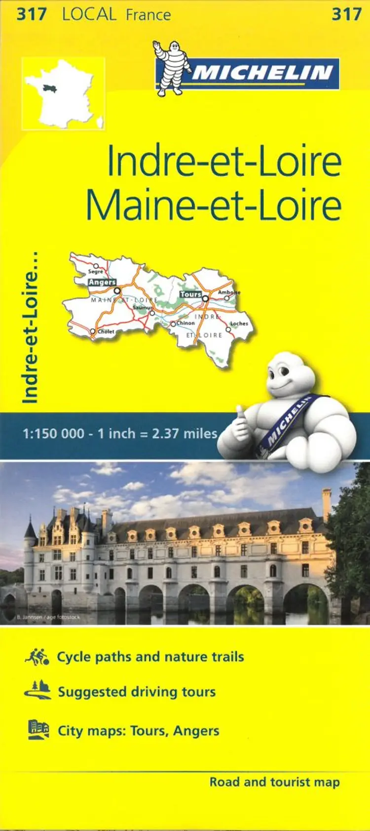 France blad 317: Indre et Loire, Maine et Loire af Michelin