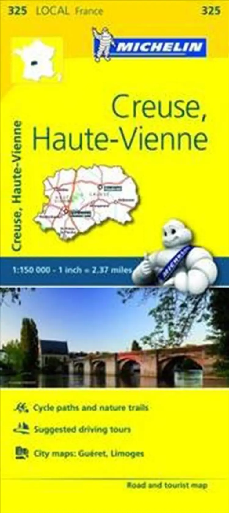 France blad 325: Creuse, Haute Vienne af Michelin