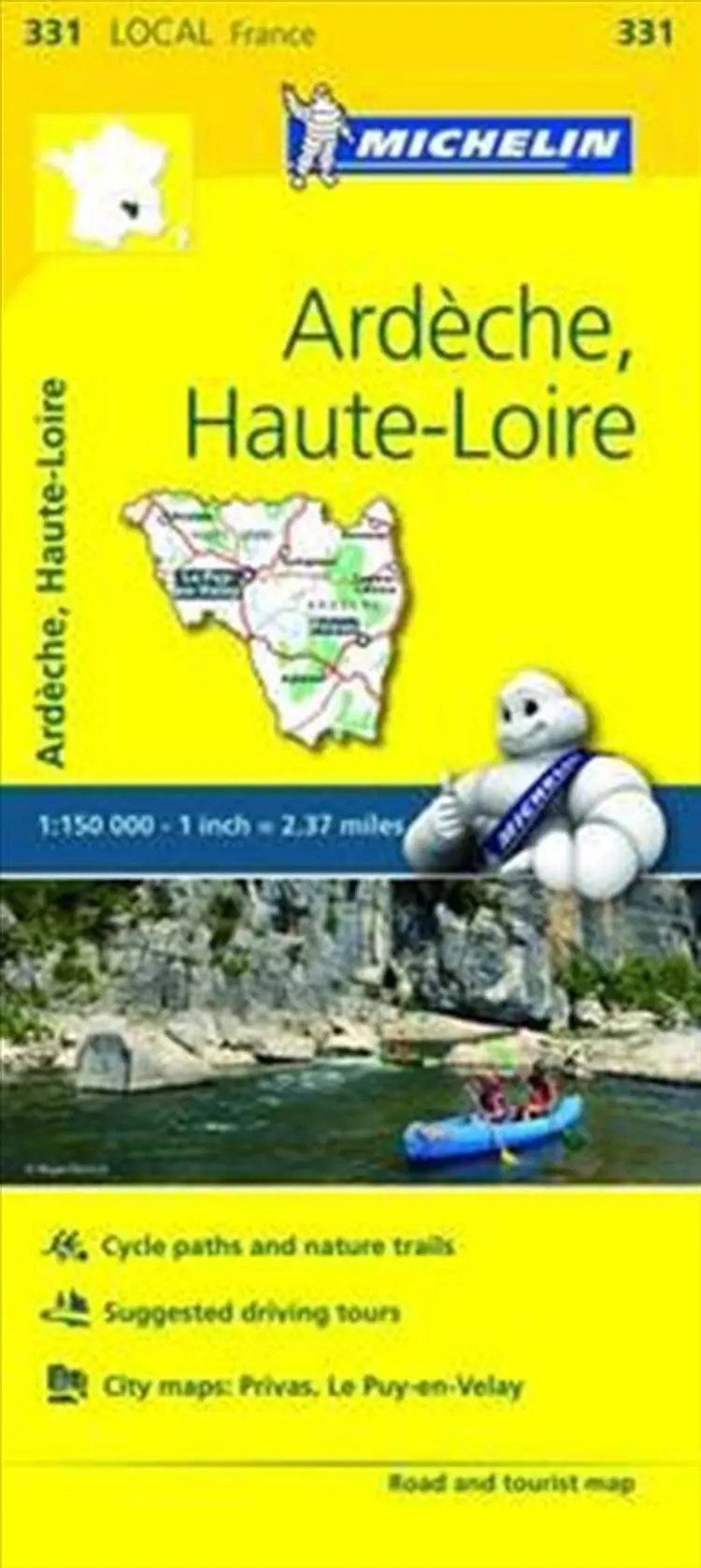 France blad 331: Ardeche, Haute Loire af Michelin