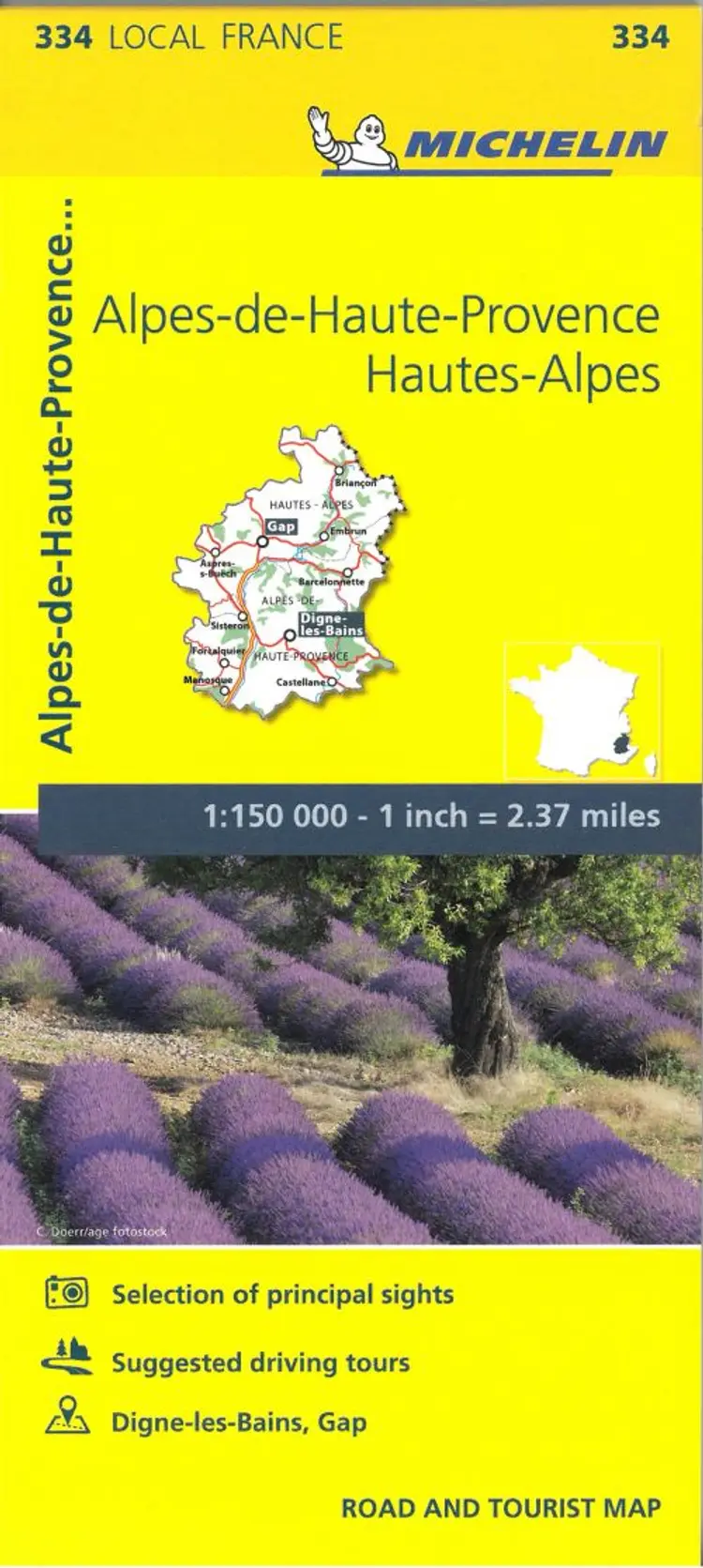 France blad 334: Alpes de Haute Provence, Hautes Alpes af Michelin
