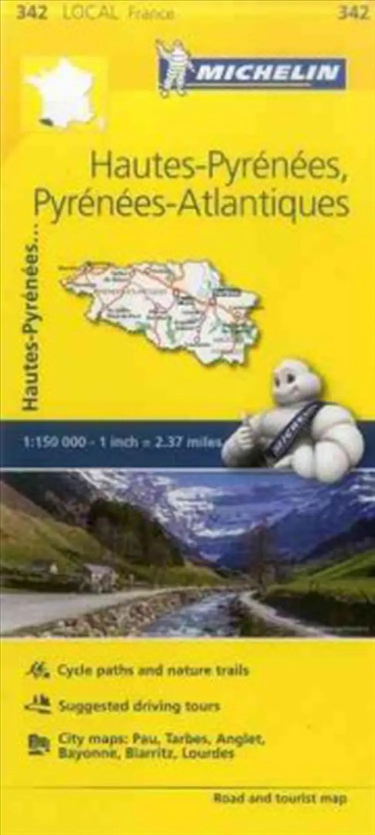 France blad 342: Hautes Pyrenees, Pyrenees Atlantiques af Michelin