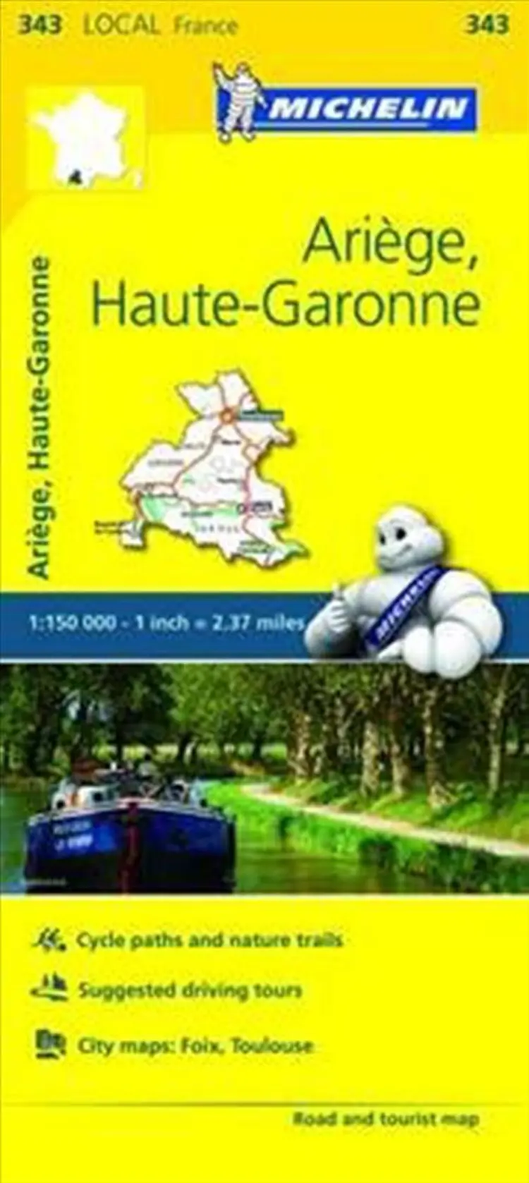 France blad 343: Ariege, Haute Garonne af Michelin