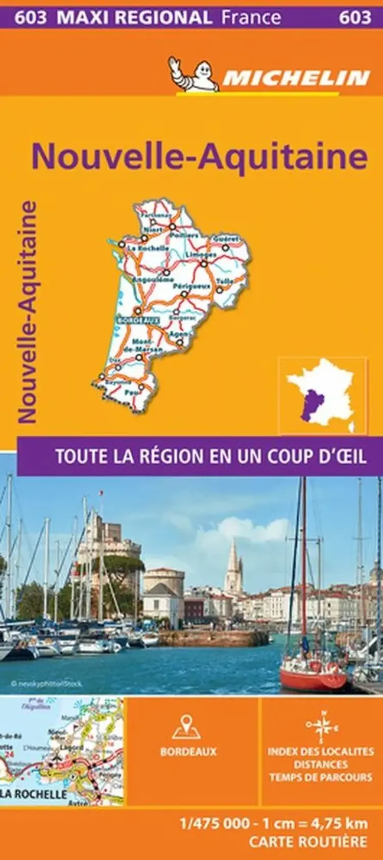 Nouvelle Aquitaine: Aquitaine, Limousin and Poitou-Charentes, Michelin Maxi Regional Map 603 af Michelin