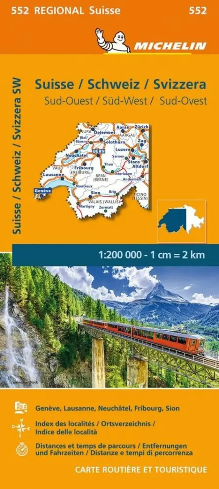 Michelin Schweiz Blad 552: Switzerland Southwest: Geneve, Lausanne, Neuchatel, Fribourg af Michelin