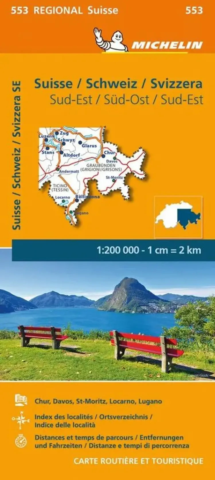 Michelin Schweiz Blad 553: Switzerland Southeast: St.Moritz, Lugano af Michelin