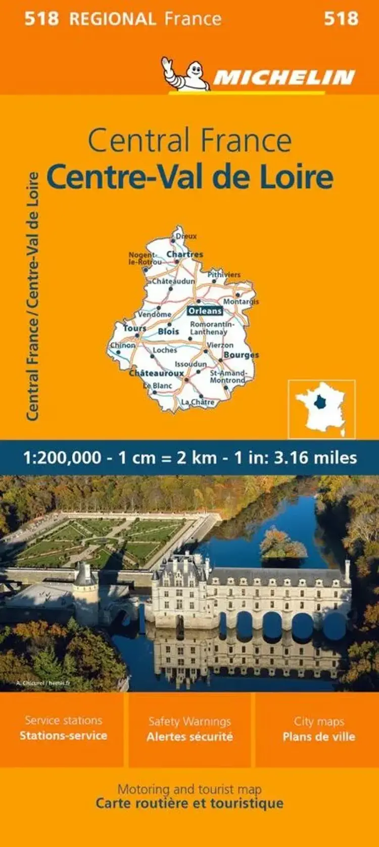 Michelin France blad 518: Central France - Central-Val de la Loire af Michelin