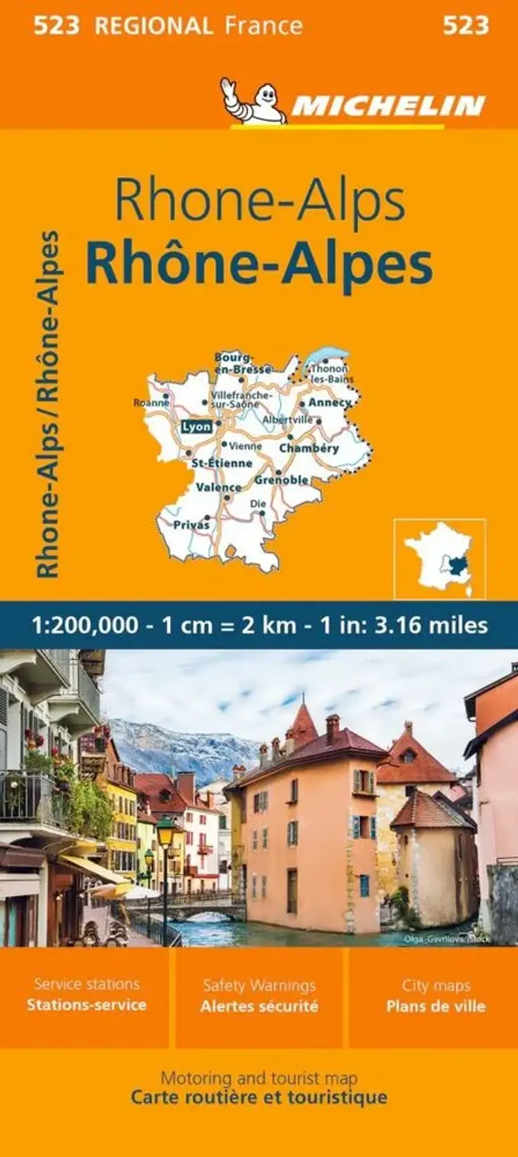 Michelin France blad 523: Rhone-Alpes / Rhone-Alps af Michelin