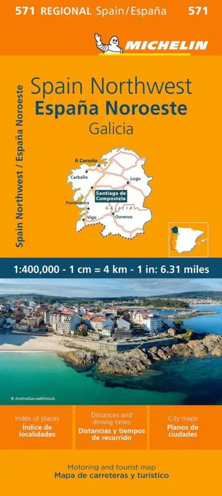 Michelin Spain Blad 571: Northwest Spain, Galicia af Michelin