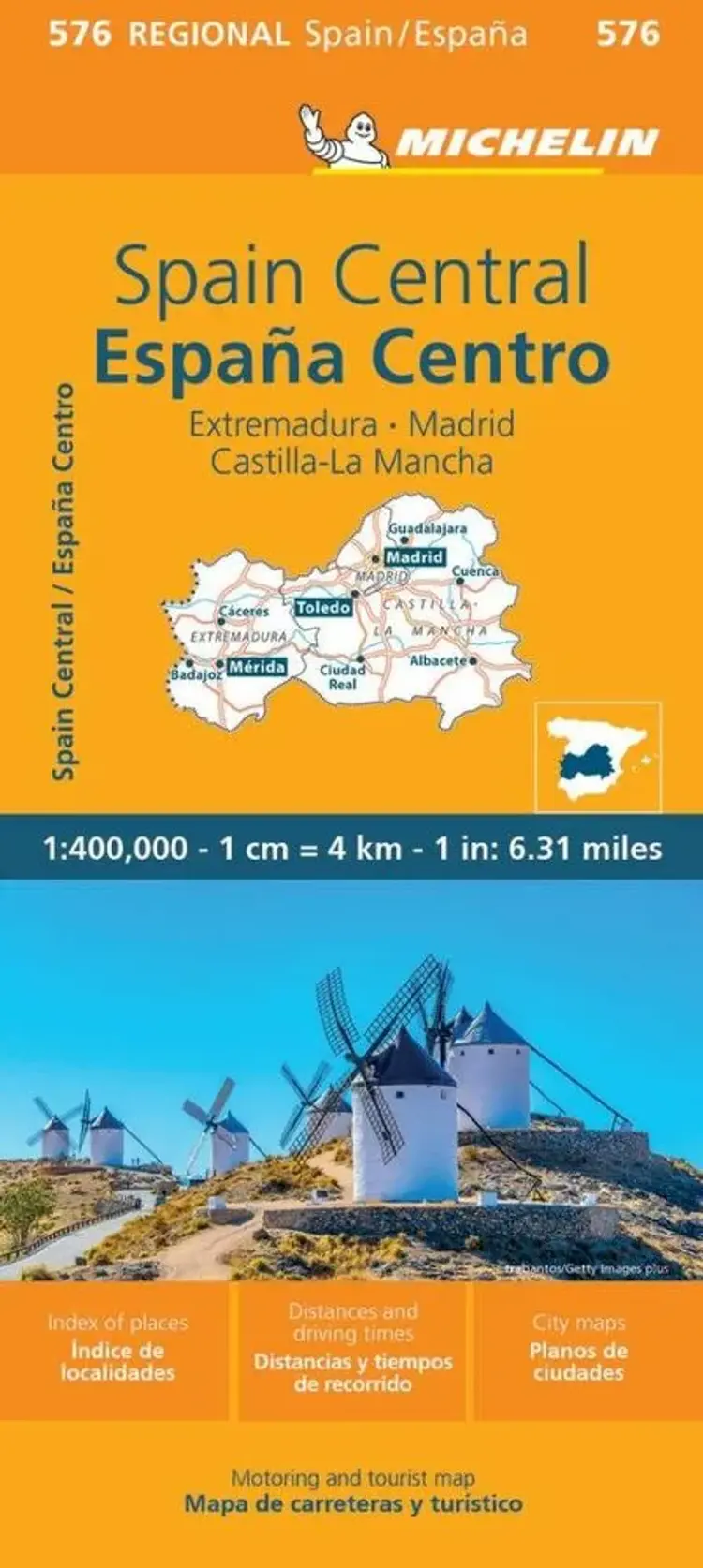Michelin Spain Blad 576: Center Spain - Extremadura, Castilla - La Mancha, Madrid af Michelin