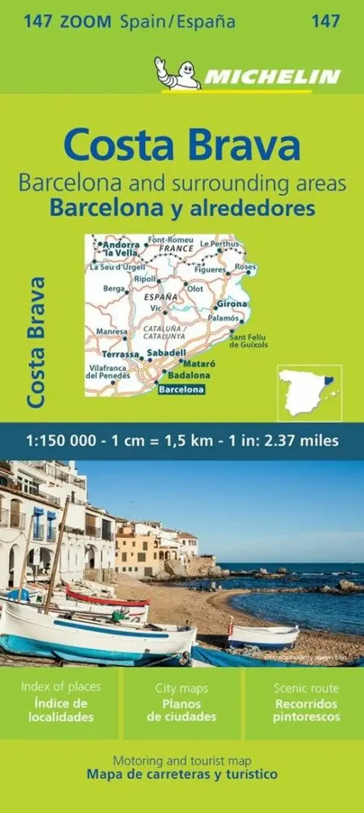 Michelin Spain Zoom Blad 147: Barcelona y alrededores, Costa Brava af Michelin