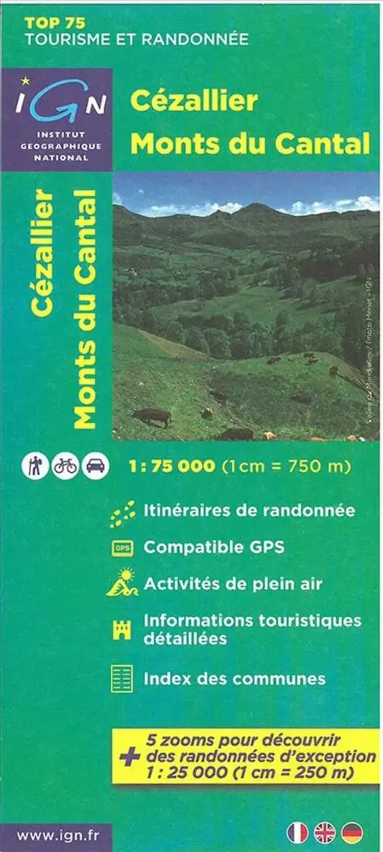 TOP75: 75016 Cézallier - Monts du Cantal af IGN