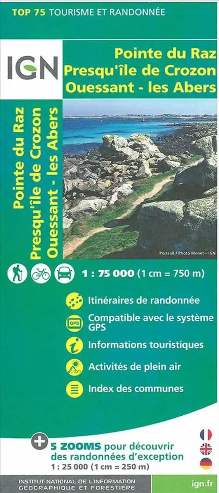 TOP75: 75024 Ouessant - Les Abers - Crozon - Pointe du Raz af IGN