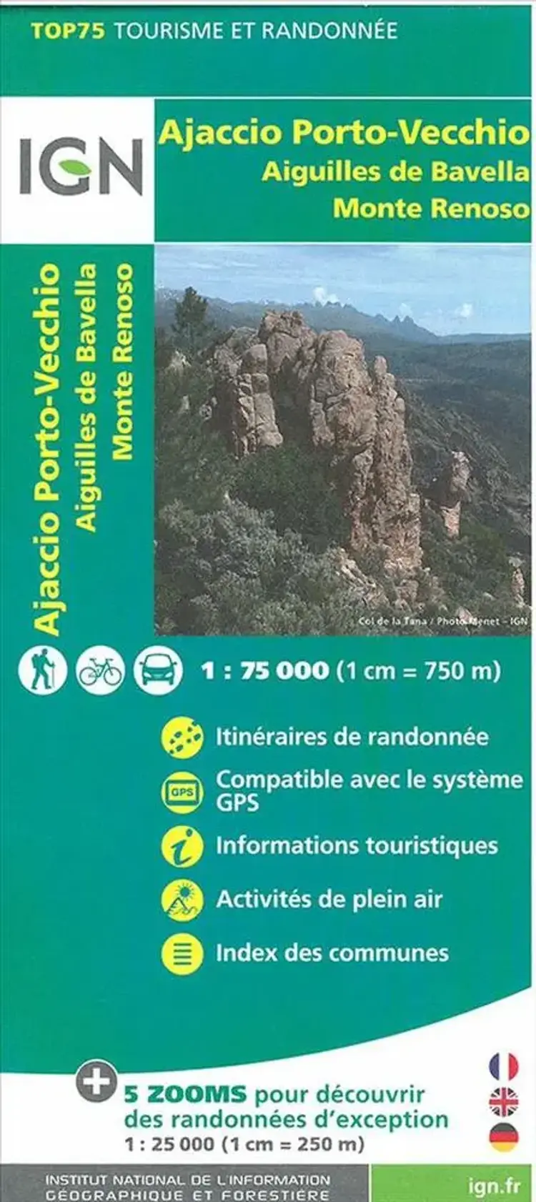 TOP75: 75031 Ajaccio - Porto Vecchio - Aiguilles Bavella af IGN