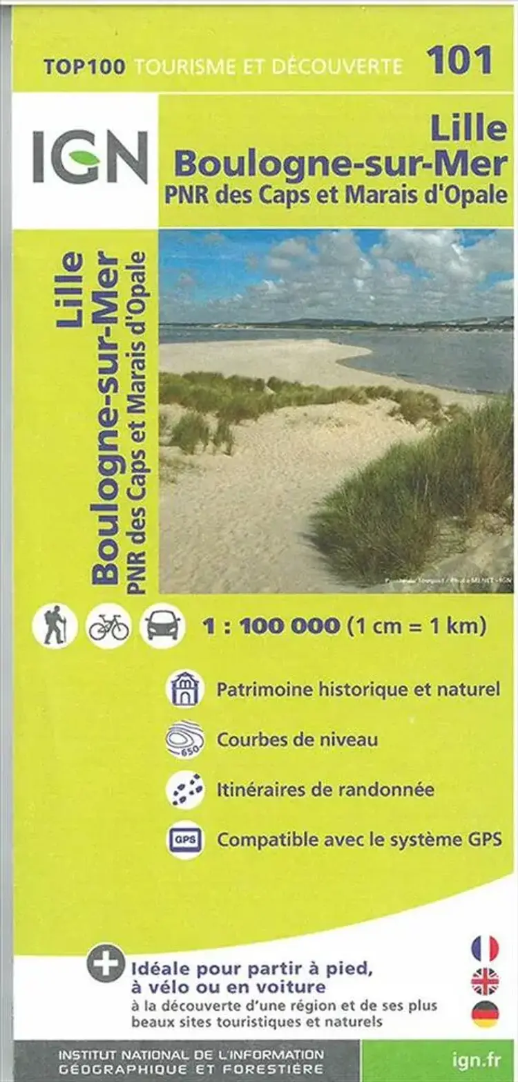 Lille - Boulogne-sur-Mer: Parc National des Caps et Marais d´Opale af IGN