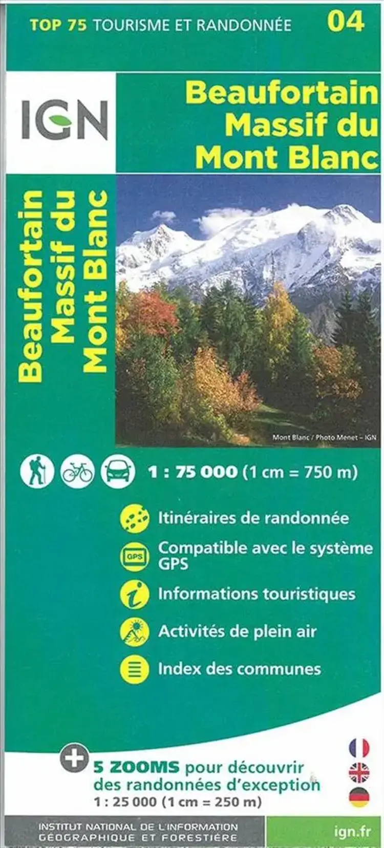 TOP75: 75004 Beaufortain Massif du Mont Blanc af IGN