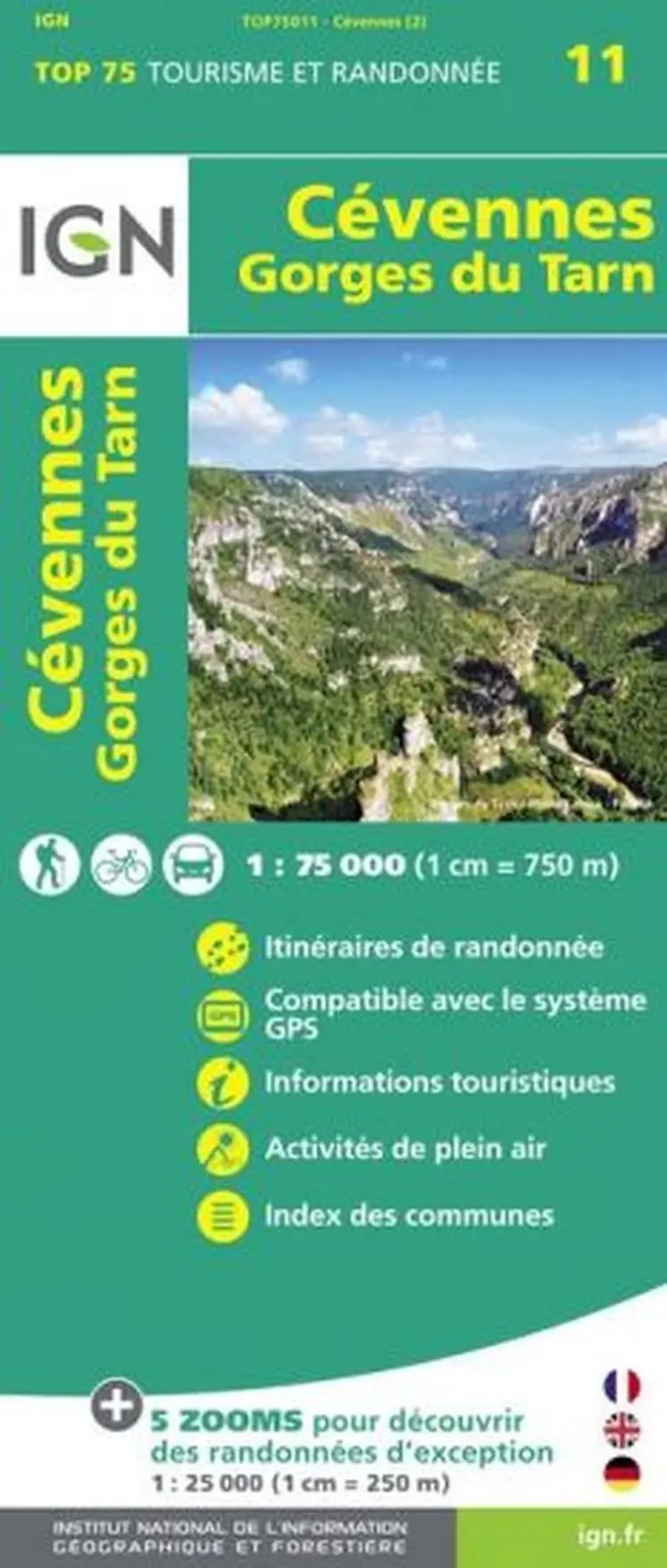 TOP75: 75011 Cevennes - Gorges du Tarn - IGN af IGN