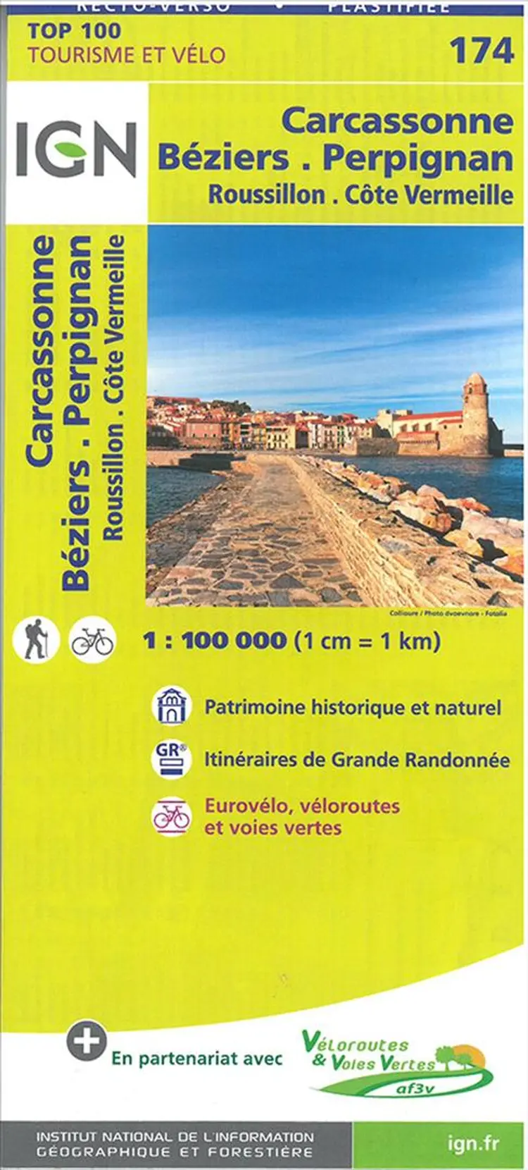 TOP100: 174 Carcassonne - Béziers - Perpignan - Roussillon - Côte Vermeille af IGN
