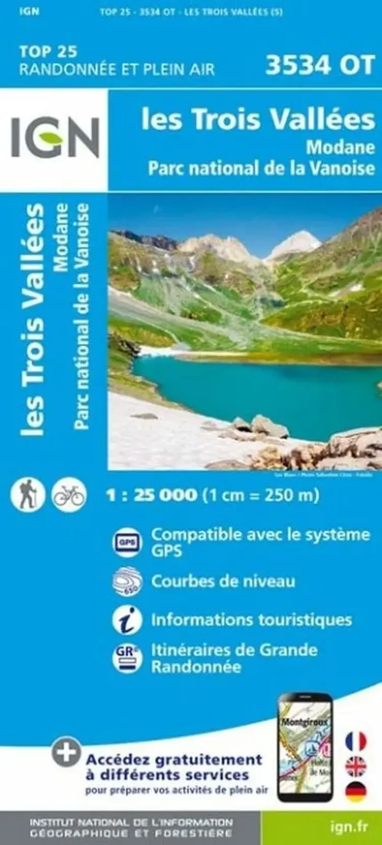 TOP25: 3534OT Les Trois Vallées - Modane, Parc National de La Vanoise af IGN