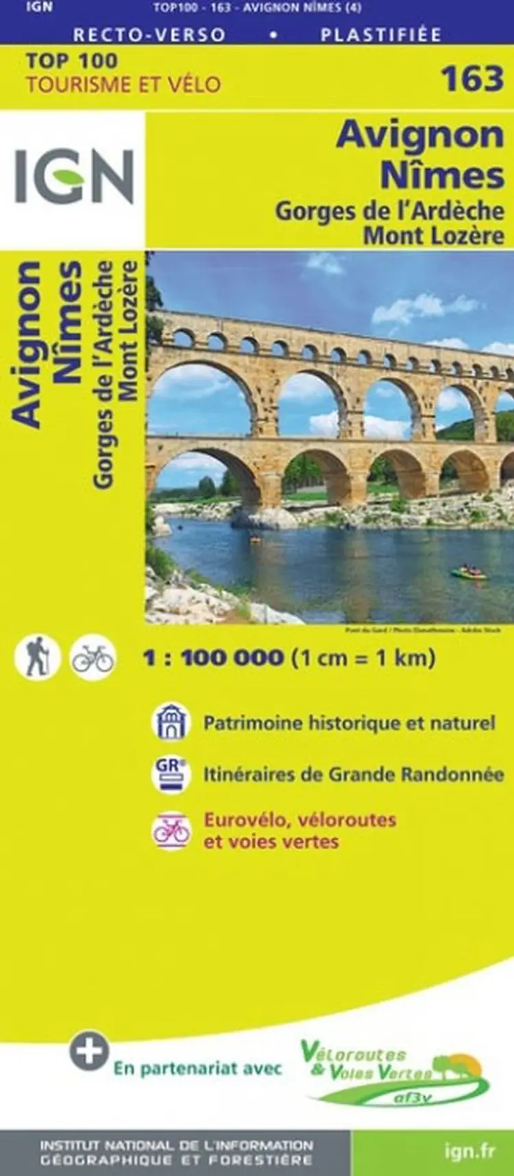 TOP100: 163 Avaignon - Nimes: Gorges de L'Areche, Mont Lozere af IGN