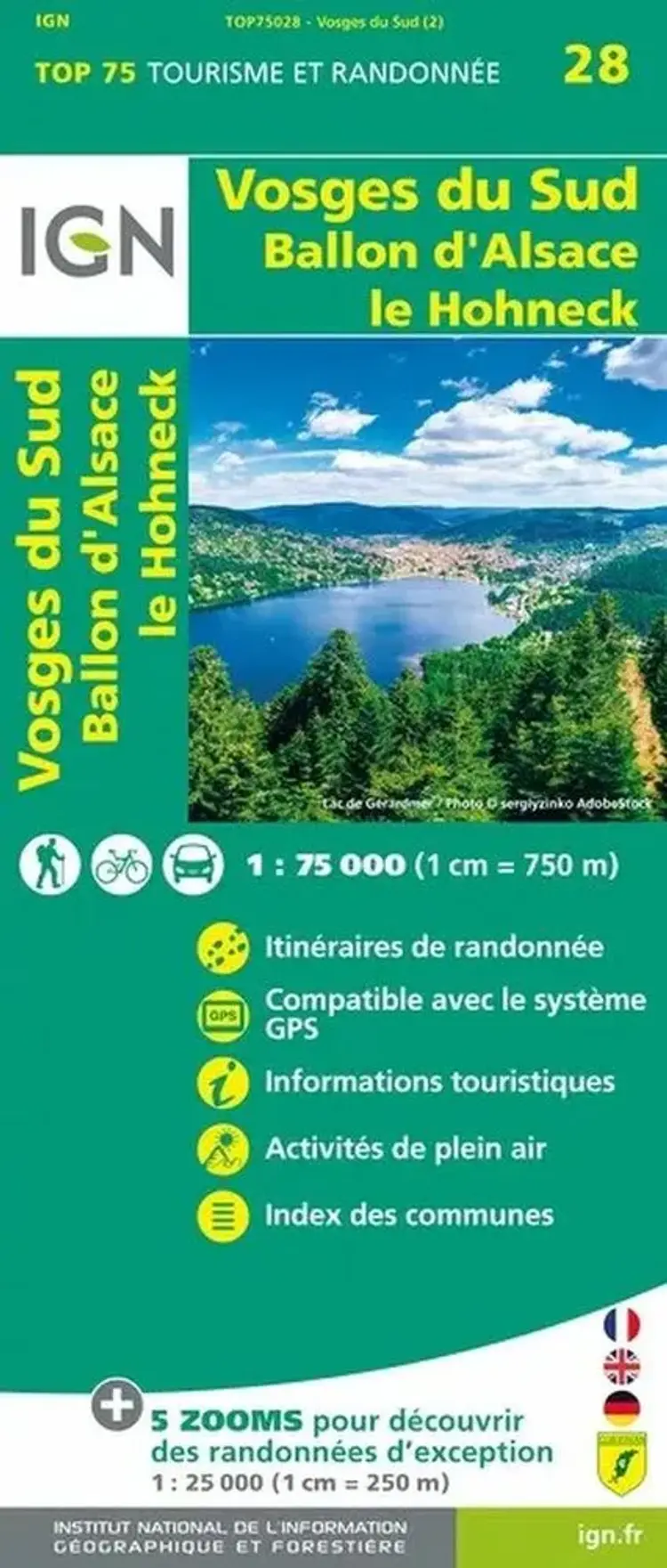 TOP75: 75028 Vosges du Sud - Ballon d'Alsace - Le Hohneck af IGN
