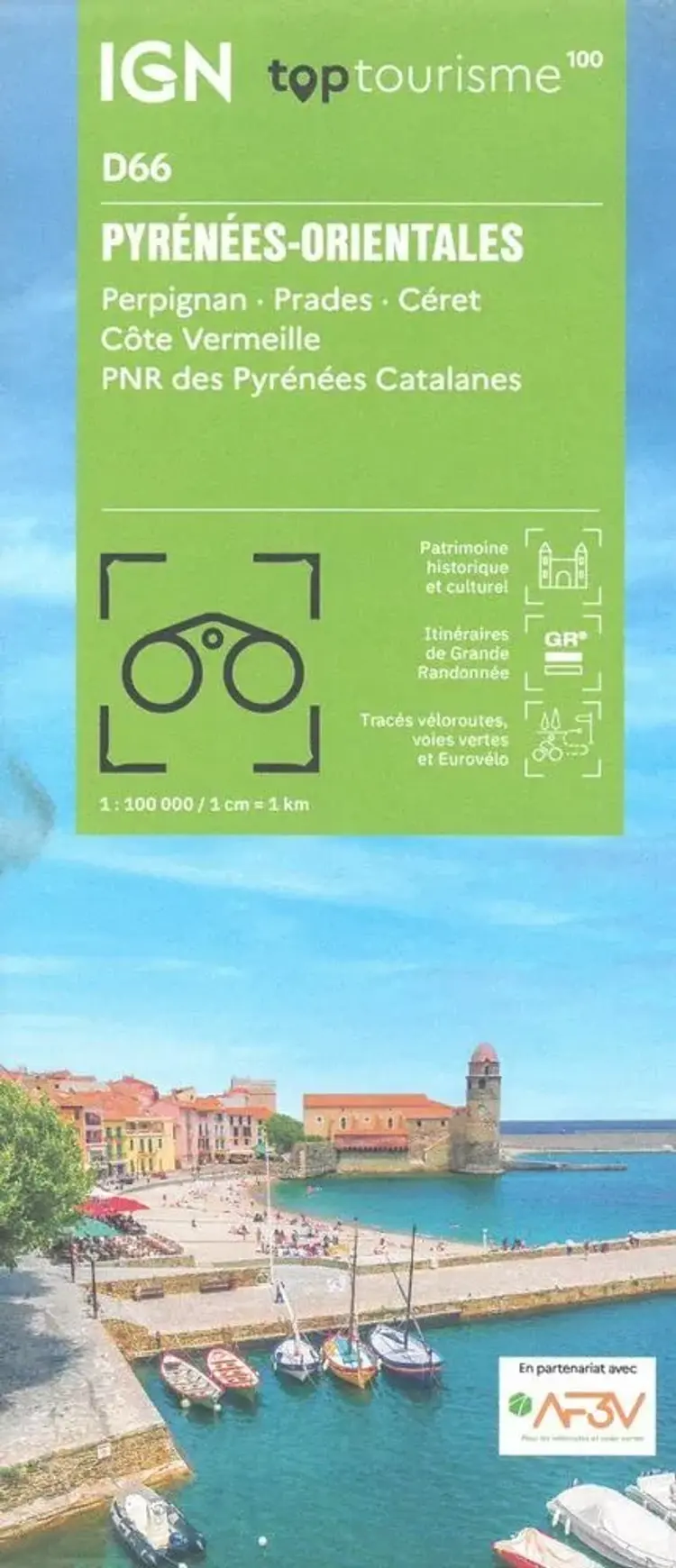TOP100: D66: Pyrenees-Orientales - Perpignan Prades Ceret Cote Vermeille PNR des Pyrenees Catalanes af IGN
