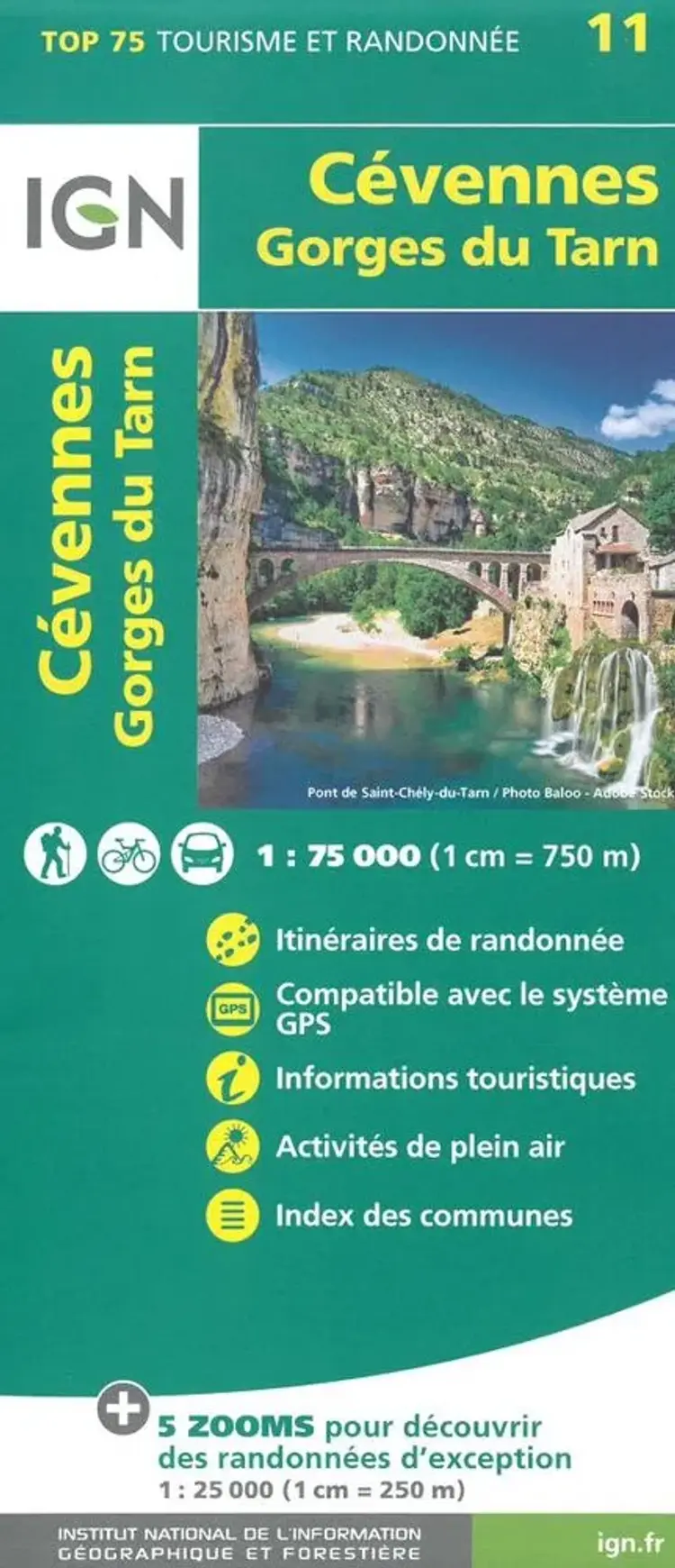 TOP75: 75011 Cevennes - Gorges du Tarn af IGN
