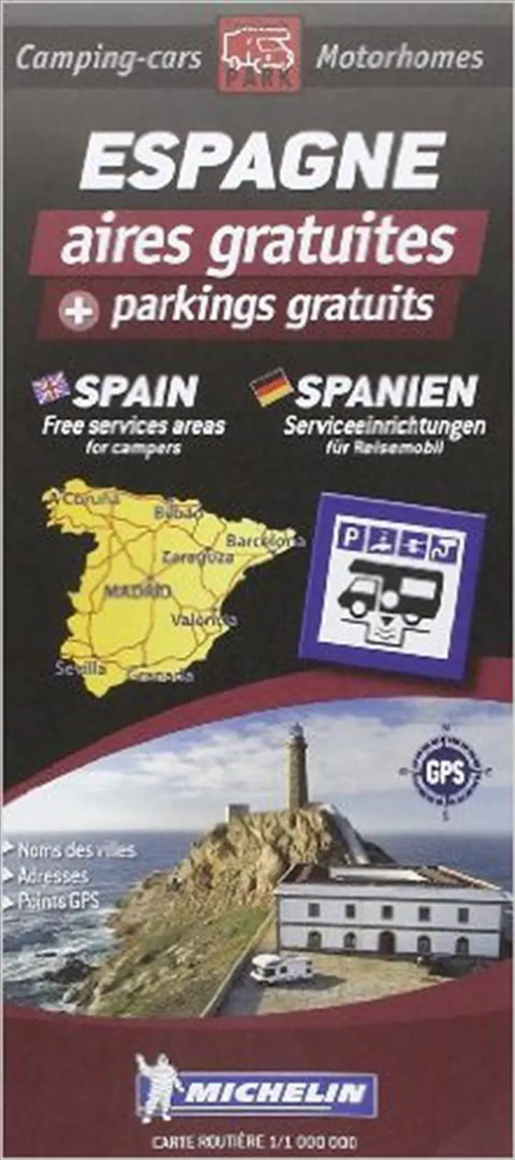 Spain - Espagne: Autocamper map - Aires camping-cars af Michelin