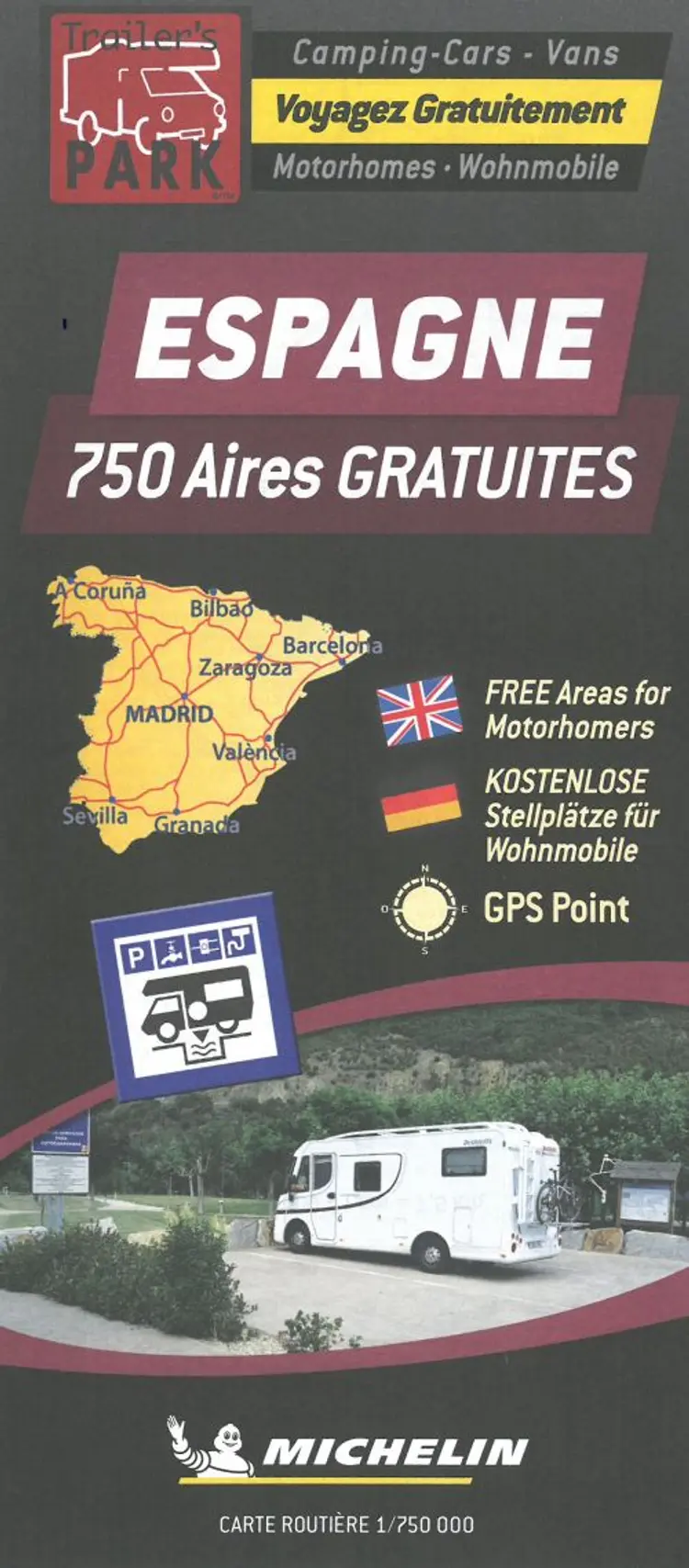 Spain - Espagne: Autocamper map - Aires camping-cars af Michelin