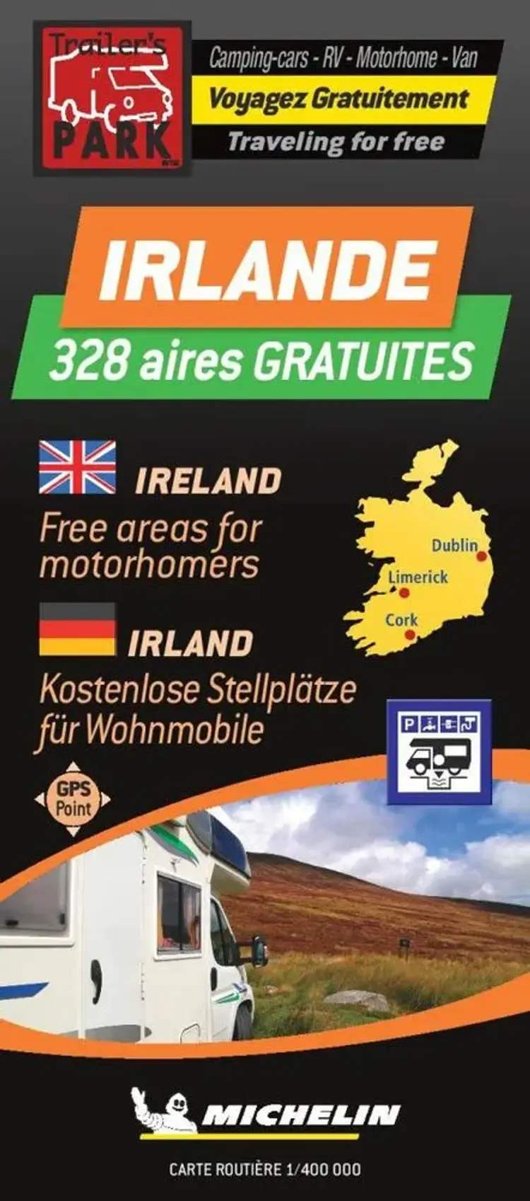 Ireland - Irlande Autocamper map - Aires camping-cars af Michelin