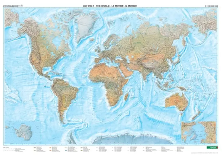 World Physical with Sea Relief af Berndt