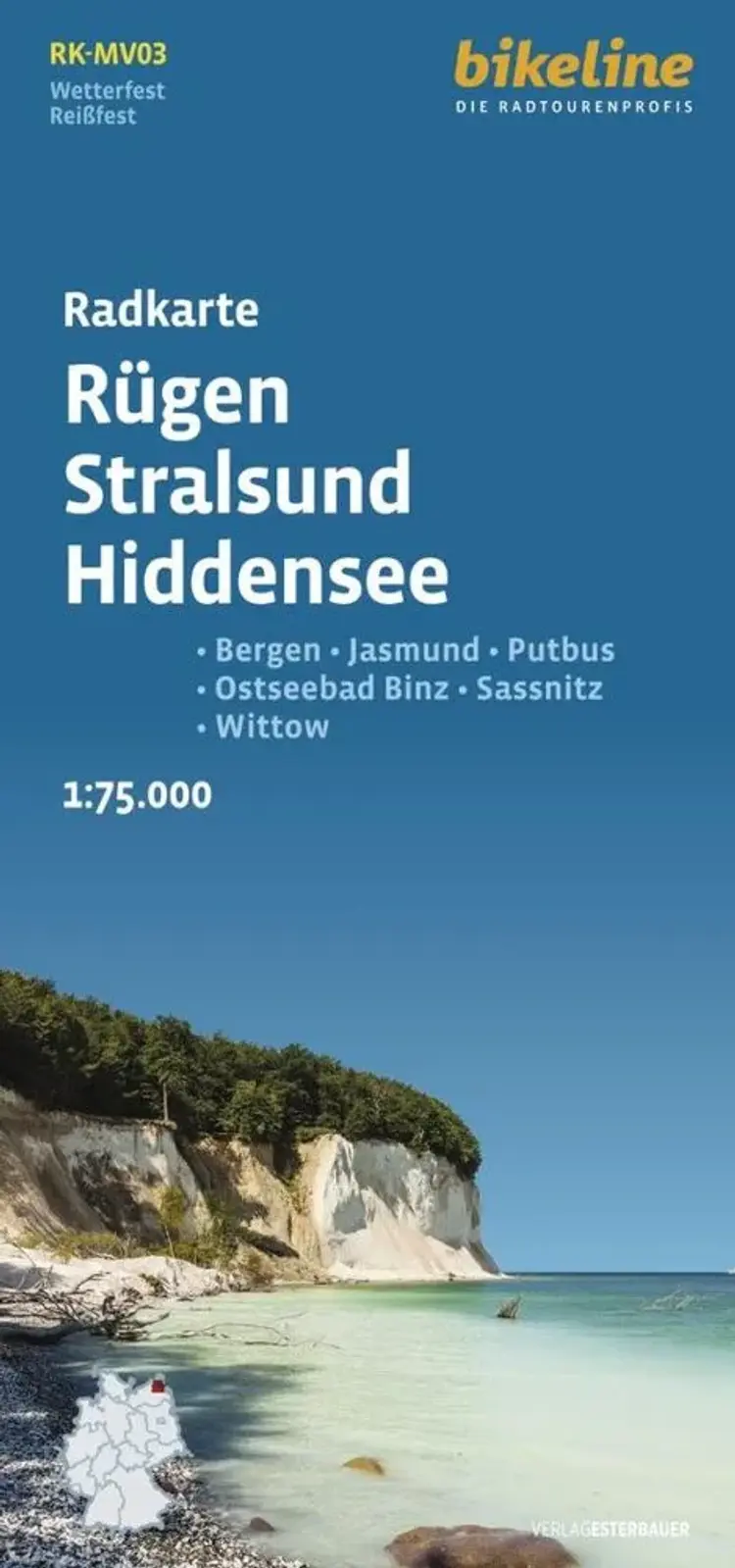 Rügen Stralsund Hiddensee, Bikeline Radkarte af Esterbauer