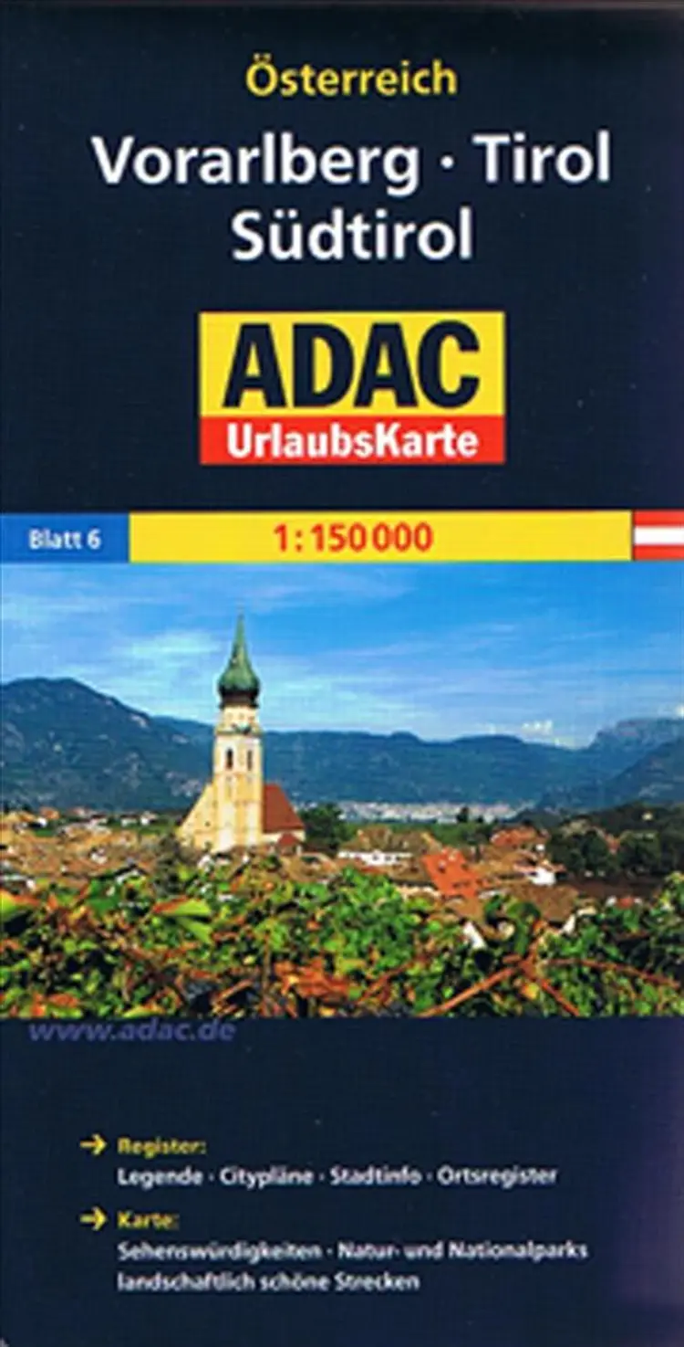 Österreich Urlaubskarte blad 6: Vorarlberg Tirol Südtirol af ADAC Verlag