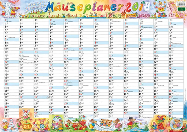 Wandplaner Wilde Mäuse 2018