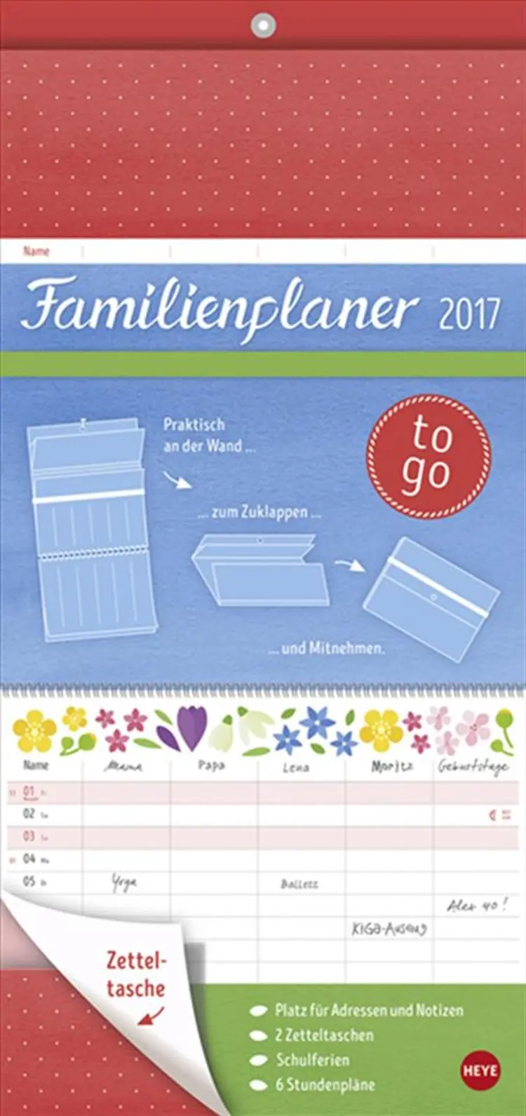 Familienplaner to go Blumen 2017