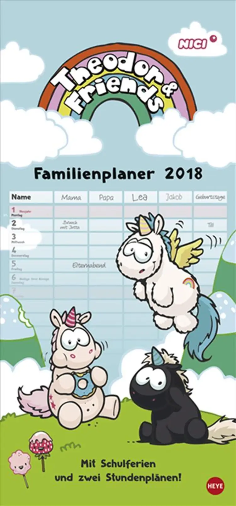 Einhorn Theodor Familienplaner 2018