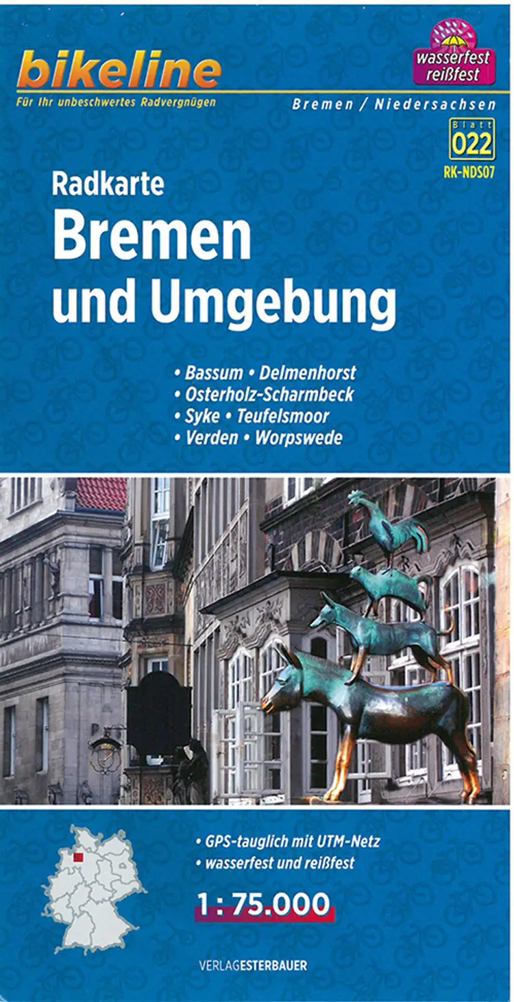 Bremen und Umgebung, Radkarte: Bassum, Delmenhorst, Osterholz-Scharmbeck, Syke, Teufelsmoor, Verden, Worpswede - Esterbauer af Esterbauer