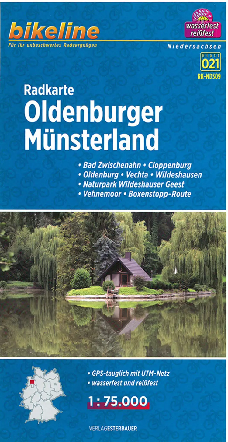 Radkarte Oldenburger Münsterland: Bad Zwischenahn, Cloppenburg, Oldenburg, Vechta, Wildeshausen af Esterbauer