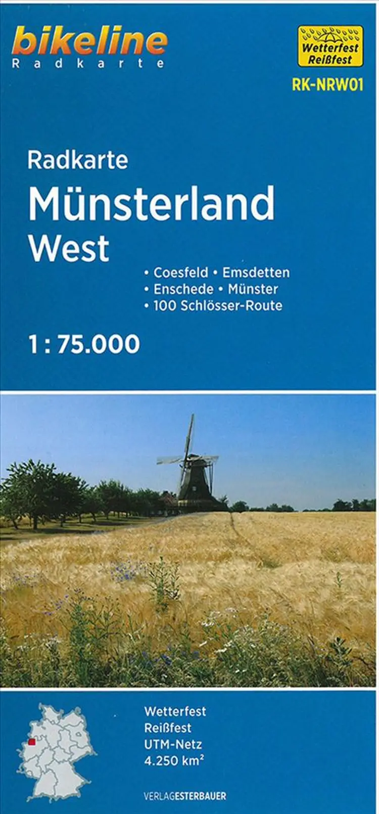 Radkarte Münsterland West: Coesfeld, Emsdetten, Enschede, Münster, 100 Schlösser-Route - Esterbauer af Esterbauer